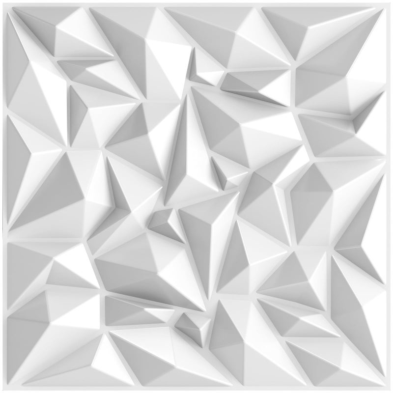 TroyStudio Acoustic Sound Diffuser Panels, 19.7 X 19.7 X 1 inches 12 Pcs White PVC Plastic 3D Wall Panel, Recording Studio Acoustical Treatment Diffusion panel, Art Decorative Ceiling Tiles - Image 1